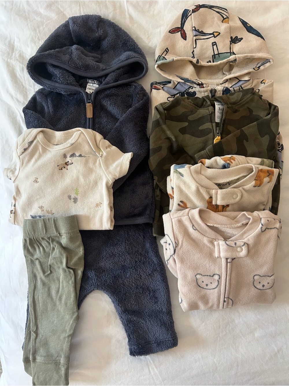 Bundle of 8 Carter’s Baby Boy 3M Clothes Hoodies and Pajamas